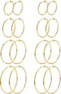 Magitaco 8 Pairs Clip On Hoop Earrings Stainless Steel Clip On Earrings for Women Fake Hoop Earring Spring Hoop Earring For Non-Pierced Ears
