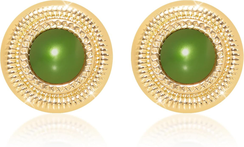 Faux Pearl Gold Plated Stud Earrings for Women, Hypoallergenic Stainless Steel Ear Pin, Available in a Variety of Pearl Colors