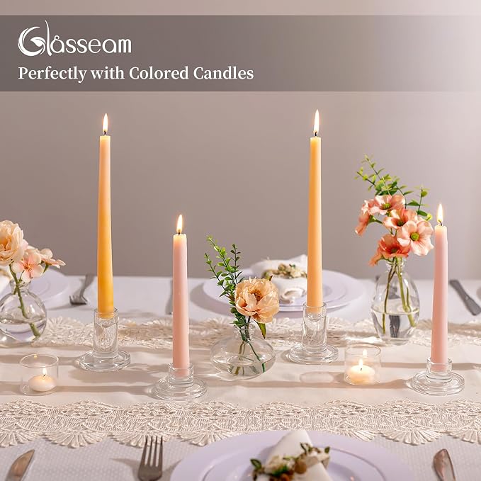 Glasseam Glass Taper Candle Holders, Christmas Decorations, Wedding Table - Image 2