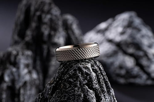 100S JEWELRY Knurl Tungsten Rings with Knurling Diamond Pattern Men Wedding Band 8mm wide Hypoallergenic Size 6-16