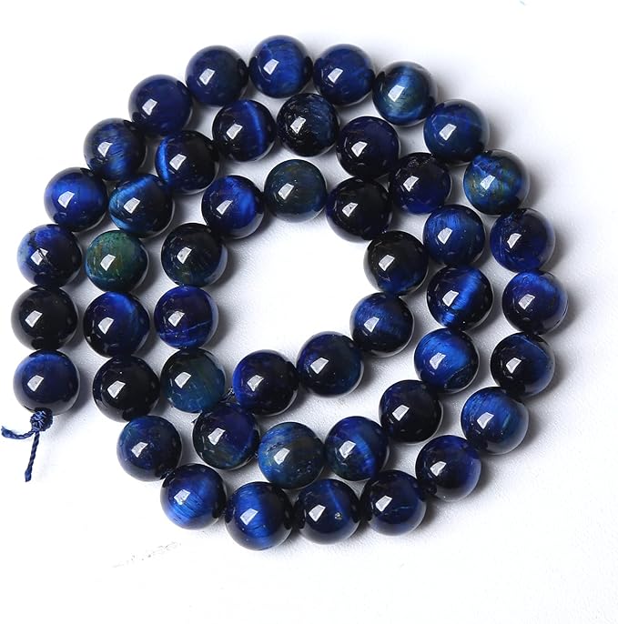 120PCS 6mm Lapis Lazuli Blue Tiger Eye Beads Natural Stone Round Loose Beads Energy Gemstone Healing Power for Jewelry Making 2 Strand 32"