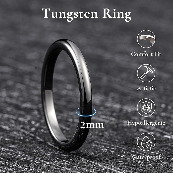 King Will Tungsten Carbide Wedding Band for Men Women Promise Rings for Couples Domed High Polish