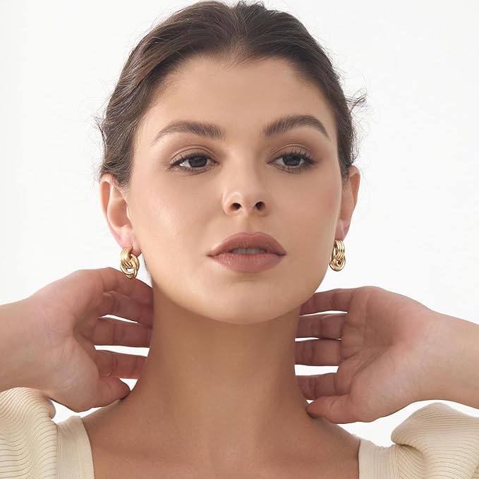 Knot Earrings for Women Chunky Statement Earrings Geometric Drop Dangle Trendy Studs Earring_M Size