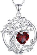 FANCIME Tree of life Birthstone necklace Sterling Silver Pendant Birthstone Necklace Gemstone Anniversary Birthday Jewelry Christmas Gifts for Mom Her Wife