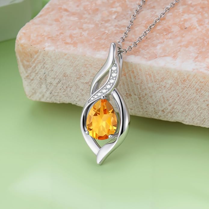 Birthstone Necklace for Women Infinity Necklaces 925 Sterling Silver Teardrop Love Birthday Jewelry Valentines Day Birthday Gifts for Her Mom Wife Girlfriend