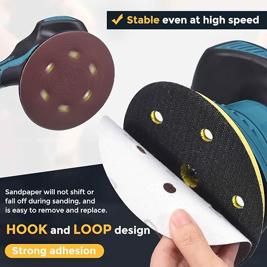 HARFINGTON 60Pcs 5Inch Sanding Disc 8 Hole Hook and Loop Sandpaper Red | - Image 3