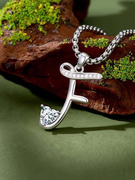 Valentines Day Gifts for Women Alphabet A to Z Initial Birthstone Pendant Necklaces for Women - 18k White Gold Plated Personalized Name Jewelry Valentine Mothers Day Birthday Gifts for Women Her Girlfriend