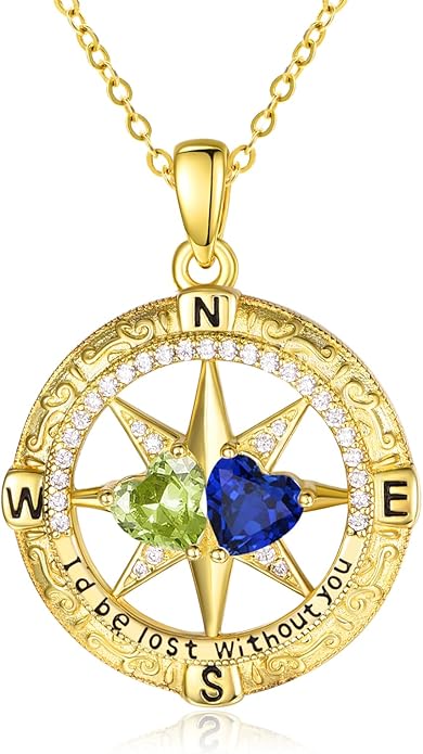 Valentine's Day Gifts for Wife 925 Sterling Silver Double Birthstone Pendant Necklaces I Love You for Always and Forever Necklace Anniversary Birthday Gifts for Wife Girlfriend Mom Her