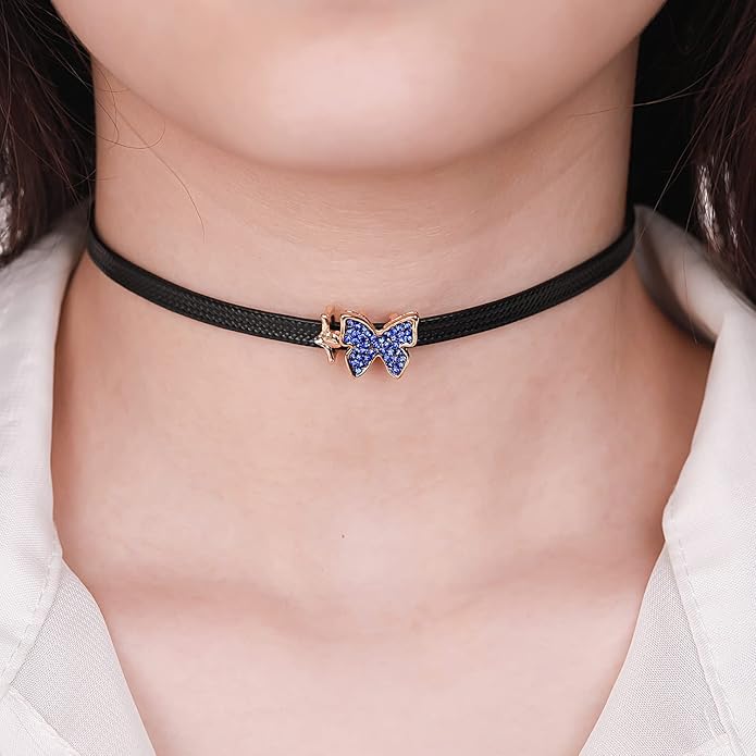 Yonhon Black Choker Necklace for Women,Gold/Siver Tone Choker Necklace with Elegant Pendantant
