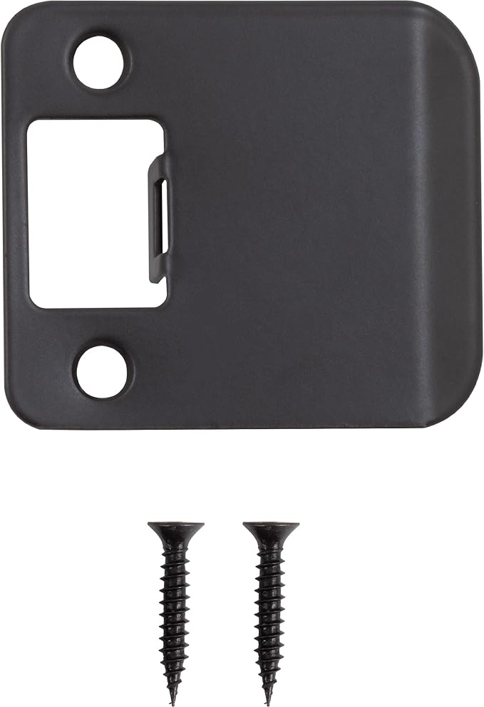 Round Corner Extended Lip Strike Plate, 2-1/4" x 2", Matte Black - Image 2