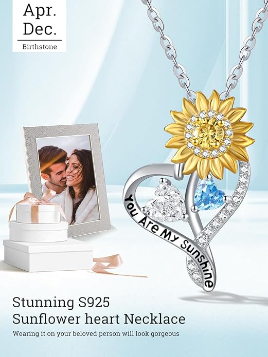 Valentine's Day Gifts for Wife 925 Sterling Silver Double Birthstone Pendant Necklaces I Love You for Always and Forever Necklace Anniversary Birthday Gifts for Wife Girlfriend Mom Her