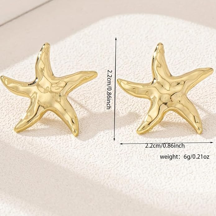 Starfish Stud Earrings for Women Gold Starfish Trendy Drop Dangle Earrings Hypoallergenic Summer Beach Ocean Jewelry