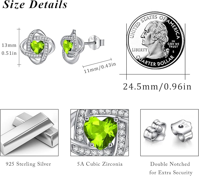 MEDWISE 925 Sterling Silver Birthstone Stud Earrings for Women Birthday Jewelry Gifts for Daughter Mother Women Valentines Day Gifts for Her