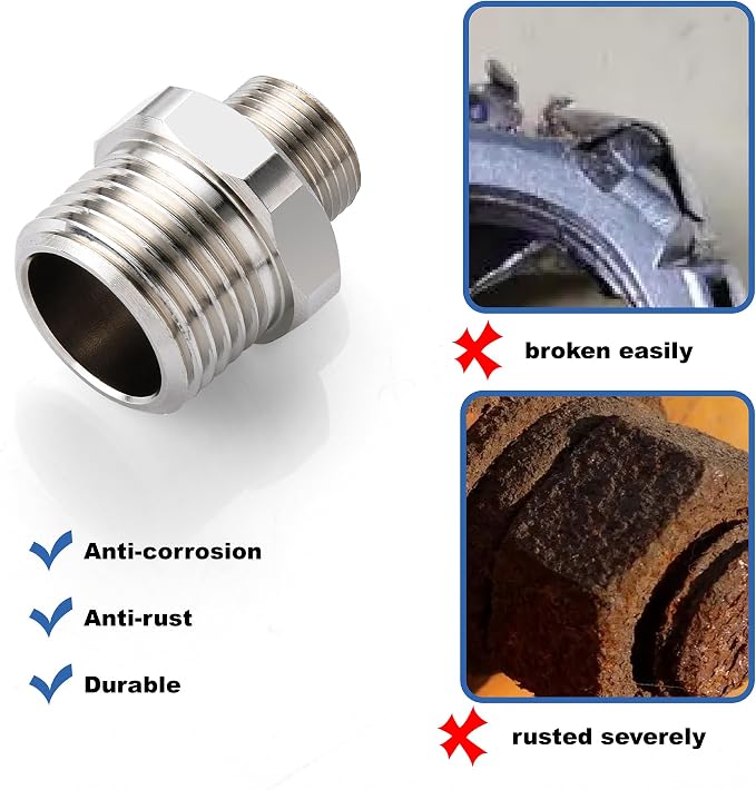 1/2 to 3/8 Water Line Adapter, Male to Male Reducer Faucet Adapter, 4 Pack | - Image 4