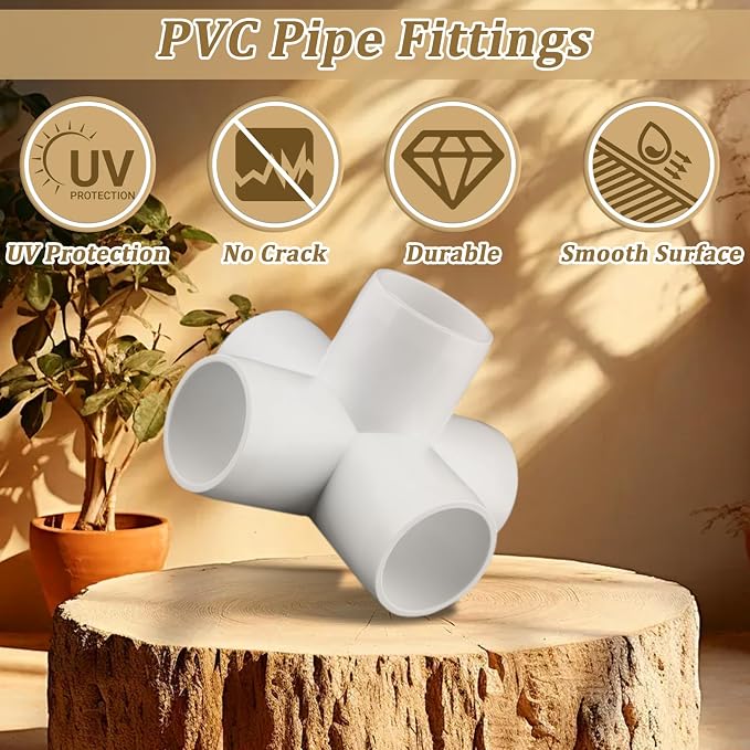20-Pack 1/2" 5 Way PVC Fittings, Furniture Grade Pipe Fittings 5 Way - Image 5