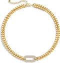 Moodear Gold Necklace for Women Trendy - Chunky Herringbone Paperclip Cuban Link Chain Choker Hypoallergenic Trendy Necklaces for Women Non Tarnish Jewelry Gifts