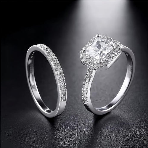 1 to 5 Carat Moissanite Ring Set S925/10K/14K/18K Gold, Princess Cut VVS1 Clarity D Color Moissanite Engagement Rings Set Luxury Bridal Jewelry Wedding Gifts for Women