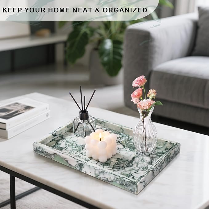Marble Bathroom Tray for Countertop & Home Decor, Natural Decorative Marble - Image 7