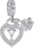 Letter Charms for Charms Bracelet: Silver Heart Alphabet Initial Dangle Charms Bead for Bracelets and Necklaces, Birthday Mother's Day Christmas Jewelry Gifts For Women