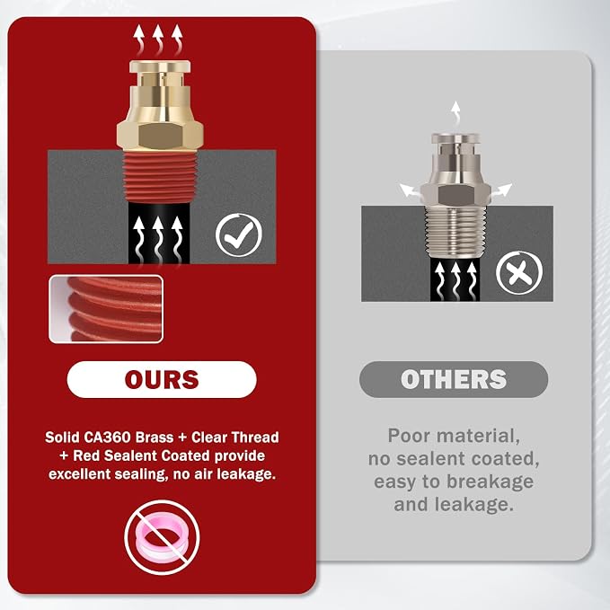 DOT Approved Male Straight Brass Union 1/2" Tube x 1/2" NPT, Quick Connect Union - Image 6