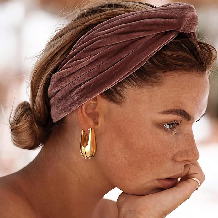 Trendy Gold Plated Knot Earrings for Women Chunky Statement Drop Dangle Earrings Lightweight Hypoallergenic Fashion Accessories Gold Jewelry Gifts for Womens