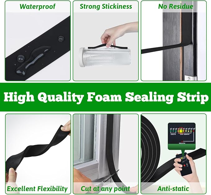 Weather Stripping Door Seal Black, 1Inch Wide X 1/8 Inch Thick, Air Conditioner - Image 4