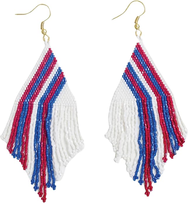 INK+ALLOY Game Day Earrings for Women, Luxe Beaded Fringe Earrings for Football Gameday Outfits, Handmade Jewelry for College Students, Team Gifts, Teachers, Football Moms