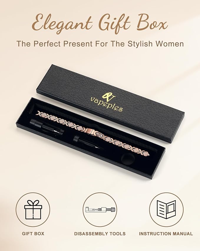 Copper Bracelets for Women, 99.99% Pure Copper Magnetic Bracelet, 3800 Gauss, Adjustable Sizing, Women's Bracelets With Built-in Magnets, Gift Packaging, Fashion Jewelry Gift.