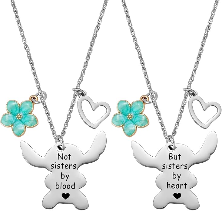 2PCS Best Friend Necklace Set, BFF Friendship Necklace for 2, Long Distance Birthday Jewelry Gift for Sister Bestie