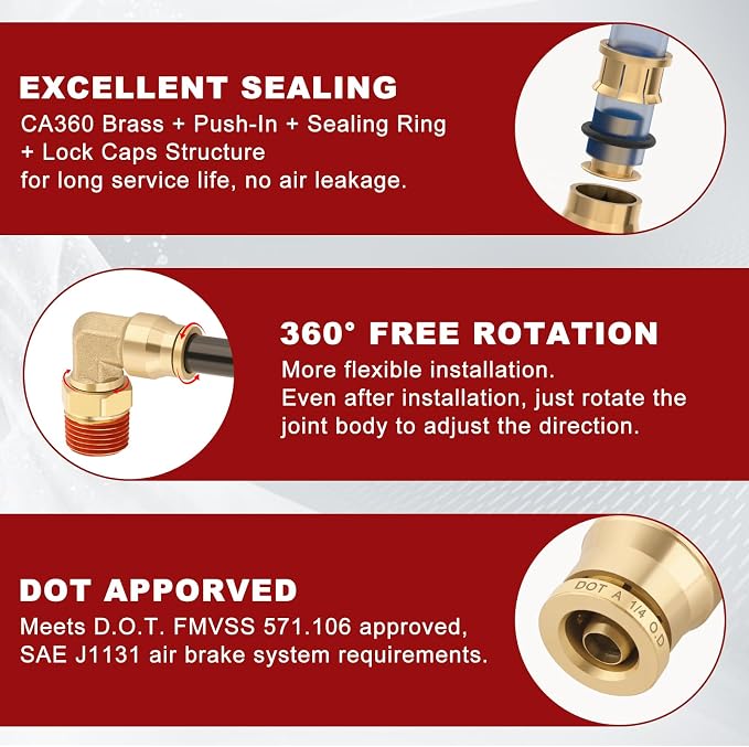 90° Swivel Male Elbow, 1/4" Tube x 1/4" NPT, DOT Approved 2PCS | - Image 4