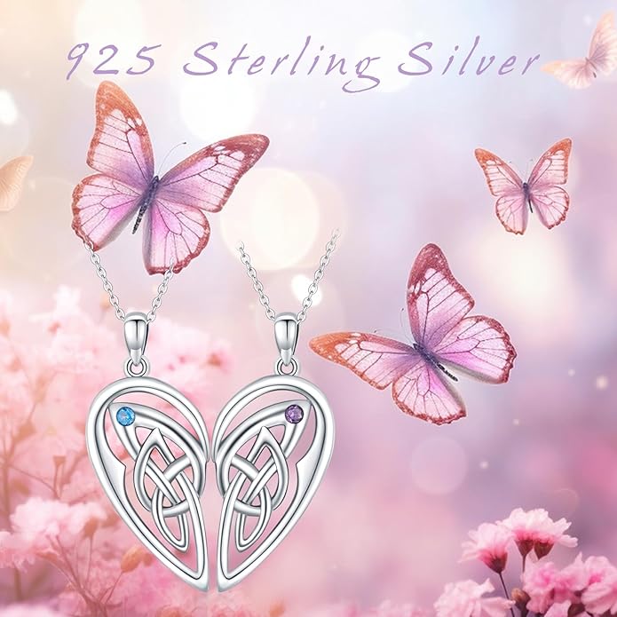 Couple Necklace S925 Sterling Silver for Women Men Mother and Daughter Matching Necklace Jewelry Gifts Birthday Valentine's Day Christmas Thanksgiving