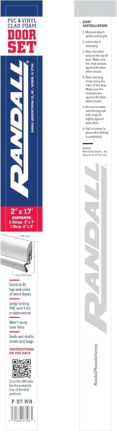 Door Weatherstripping Set with PVC Carrier and Foam Gasket in White | Door - Image 6