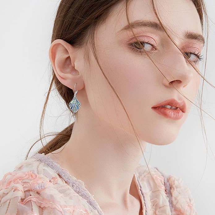 Abalone Shell Dangle Drop Earrings for Women 925 Sterling Silver Filigree Bohemian Earrings Jewelry Gift