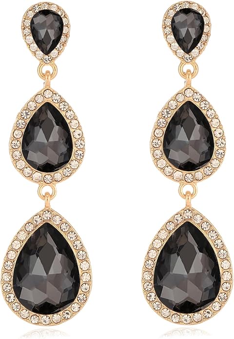 Vintage Rhinestone Teardrop Dangle Earrings Long Dangling Drop Earrings Crystal Chandelier Earrings for Women Wedding Bridal Prom