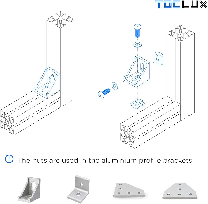 680 pcs 20 Series Aluminum Extrusion Black M5 T-Nut and Screw Kit – Sliding & - Image 5