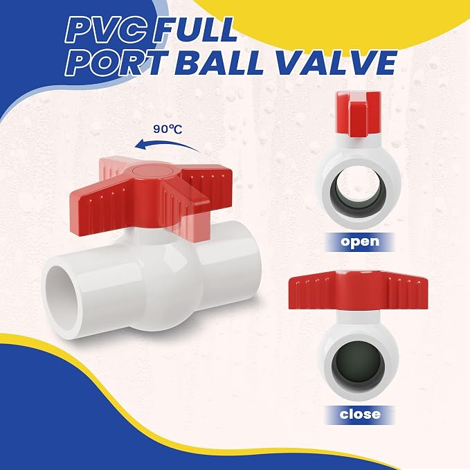 3/4 Inch PVC Ball Valve Fits 1.05" OD PVC Pipe, PVC Shut Off Valve | Heavy Duty - Image 3