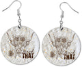 Round Wood Earrings Light Weight Printed Image Dangle Jewelry