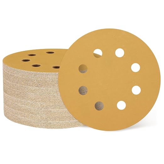 HARFINGTON 100Pcs 5Inch Sanding Discs 400Grit Yellow Aluminum Oxide 8 Hole | by HARFINGTON