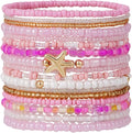 Shell Bracelet Seashell Boho Beaded Stretch Bracelets for Women Summer Beach Bracelets Starfish Charm Bracelet Stackable Gold Plated Bracelets Set for Women