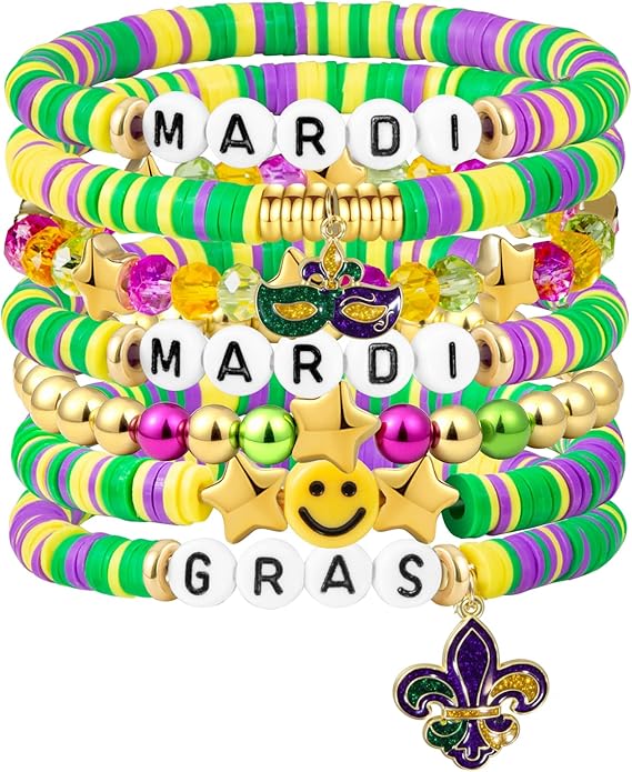Friendship Beaded Bracelets for Women, Stackable Colorful Surfer Boho Clay Bead Stretch Bracelets
