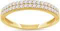 1/4ctw Double Row Band Ring, Lab Grown Diamond Wedding Band Ring For Women In 14k Gold Plated 925 Sterling Silver Jewelry Gifts For Her (0.25 Ctw)