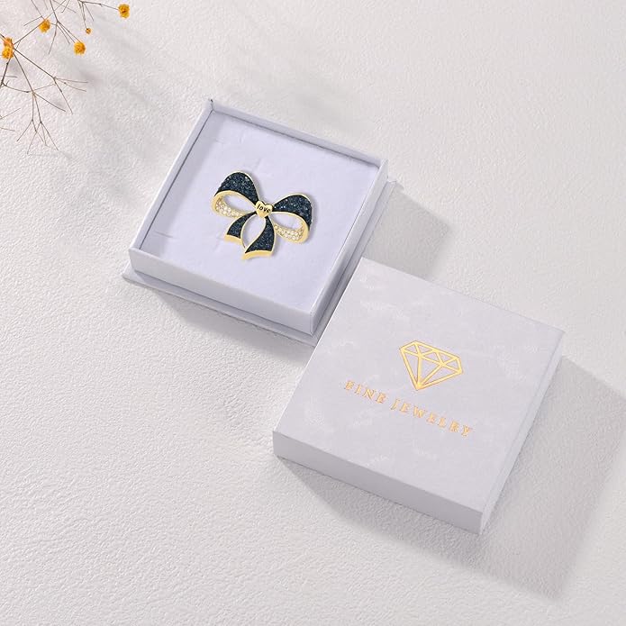 Bow Knot Pin Rhinestone Crystal Pearl Brooch 18k Gold Plated Lapel Pin Birthday Jewelry Gift for Women Men