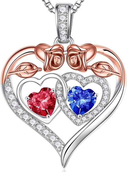 Iefil Valentines Day Gifts for Her - 925 Sterling Silver Rose Heart Necklaces for Women, Anniversary Birthday Gifts for Wife Girlfriend Mom