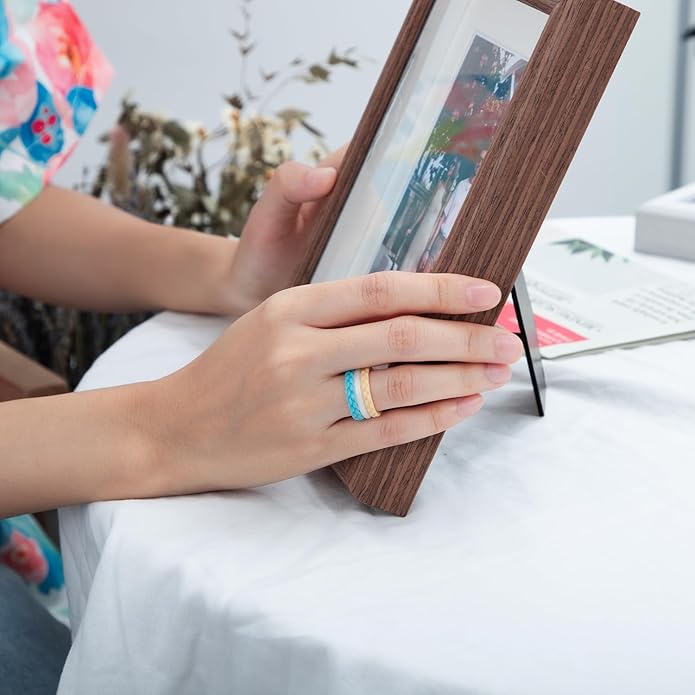 Egnaro Women's Wedding Bands, Silicone Thin and Stackable Rubber Engagement Ring, Variety Multipack With Breathable Grooves Workout Accessories