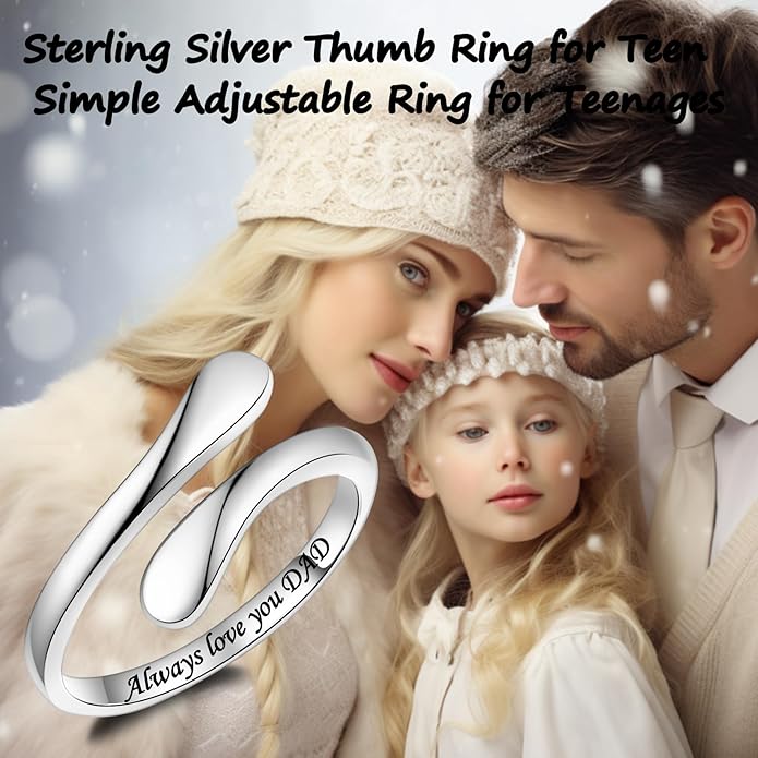 Fookduoduo 925 Sterling Silver Ring Inspirational Jewelry adjustable Wrap Open Rings for Women