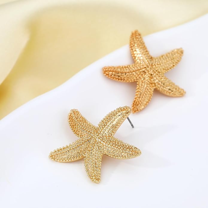 MISS RIGHT Gold Shell Earrings for Women, Stainless Steel Sea Shell Stud Seashell Earrings Beach Jewelry, Hypoallergenic Lightweight Summer Earrings