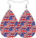 National Flags Fashion Faux Leather Earrings American Flag British Flag Wedding Teardrop Earrings Jewelry For Women Friends Bridal