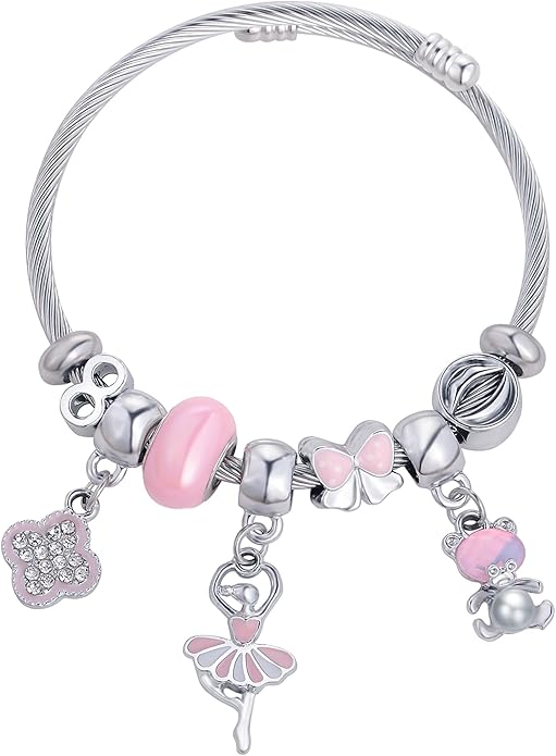 Charm Bracelets for Girls Cute Cartoon Friendship Bracelets Adjustable Bangle Gifts for Girls DIY Jewelry