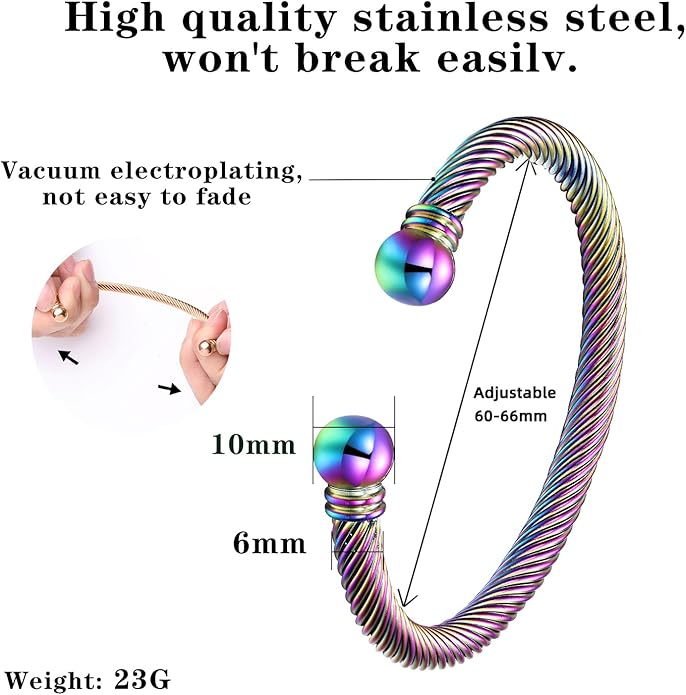 Stainless Steel Twisted Cable Wire Bracelets Adjustable Open Cuff Bangle Bracelet Vintage Jewelry Gift for Women