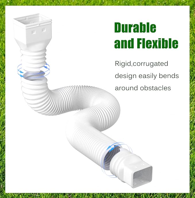 2 Pack Rain Gutter Downspout Extensions Flexible, Drain Downspout Extender - Image 3